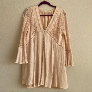 Boho Dress Flare Sleeve Lace Embroidered Free People Vibe